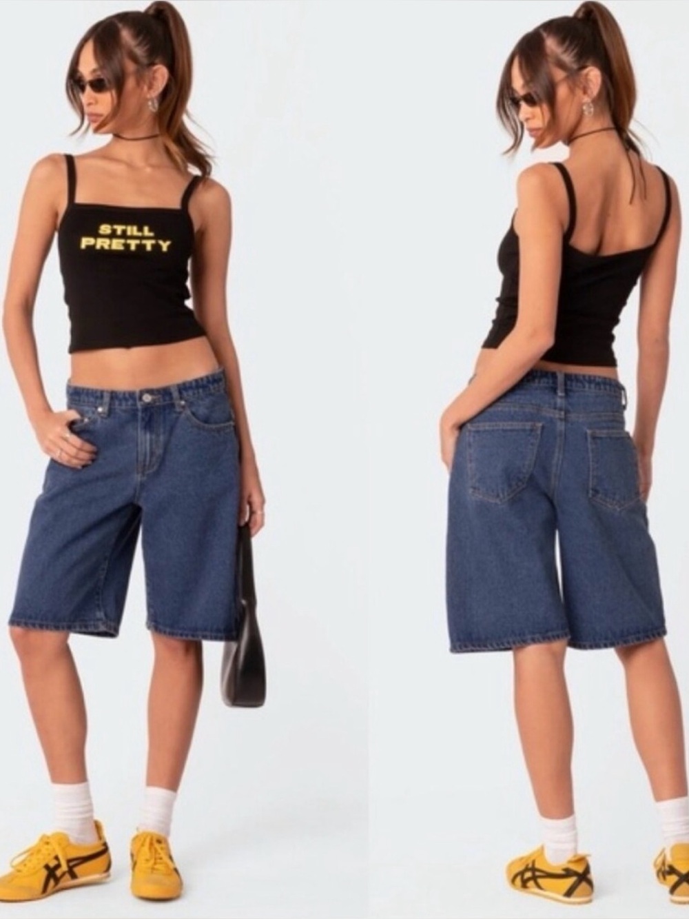 (New) Edikted Baggy Long Denim Blue Jean Shorts Small